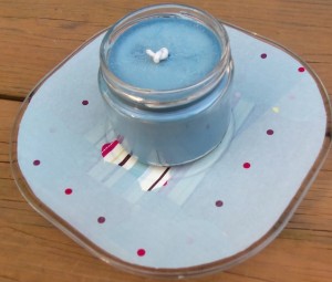 candle on plate