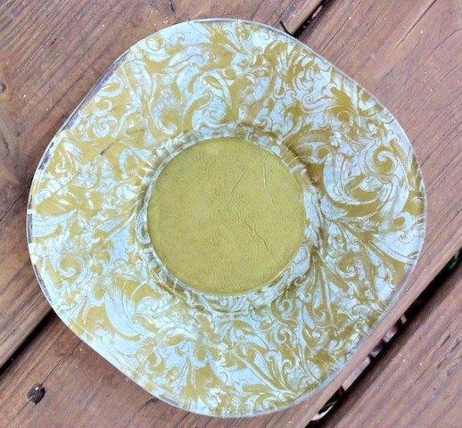 gold decoupage plate