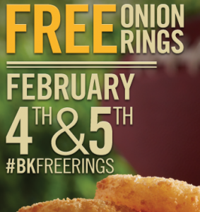 Free onion rings at Burger King